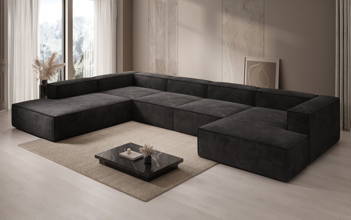Luxuriöses Lesley U-Form Cordsofa XXL – Modernes Design für Ihr Wohnzimmer