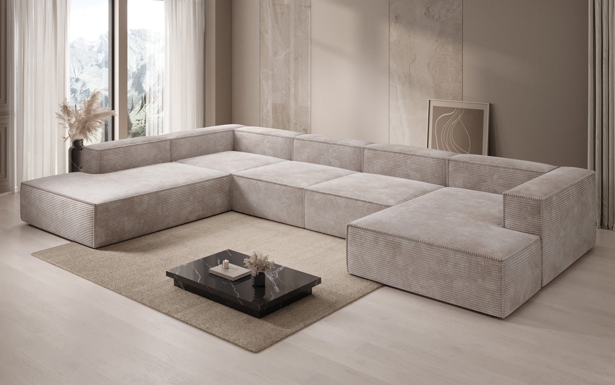 Luxuriöses Lesley U-Form Cordsofa XXL – Modernes Design für Ihr Wohnzimmer