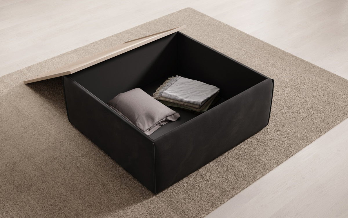 Lesley Samt-Hocker: Eleganter Couchtisch mit Verstecktem Stauraum – Dein Vielseitiger Blickfang