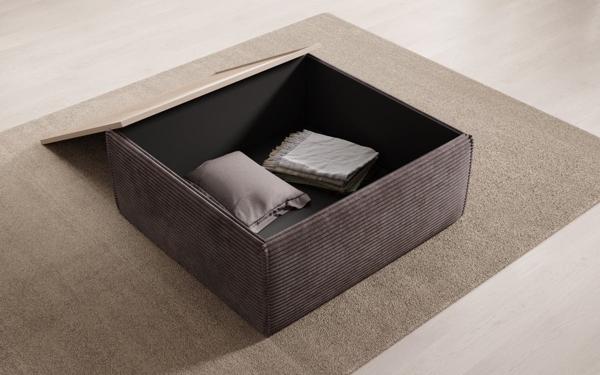 Lesley Samt-Cord Beistellhocker Couchtisch mit Stauraum – Vielseitig, Gemütlich, Modern