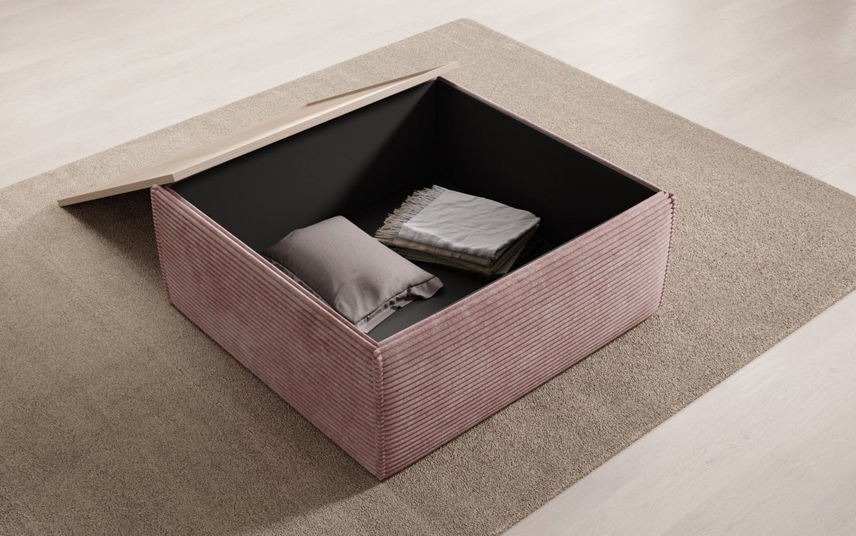 Lesley Samt-Cord Beistellhocker Couchtisch mit Stauraum – Vielseitig, Gemütlich, Modern