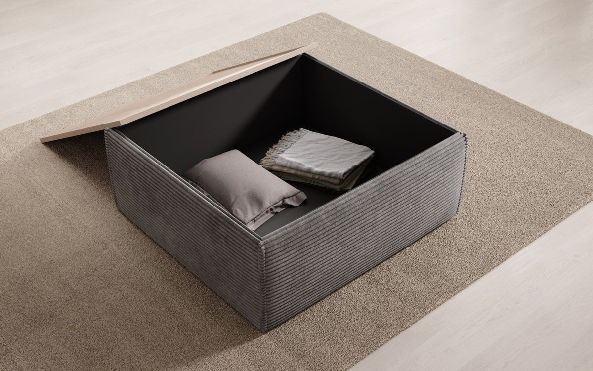 Lesley Samt-Cord Beistellhocker Couchtisch mit Stauraum – Vielseitig, Gemütlich, Modern