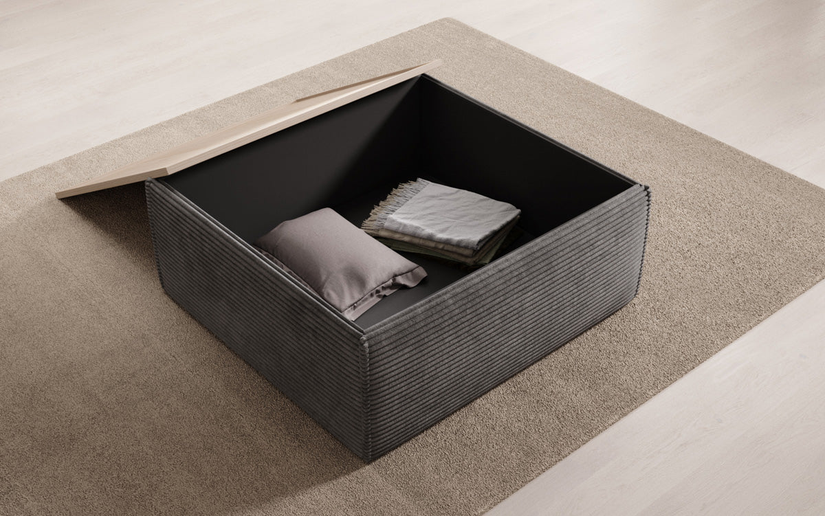 Lesley Multifunktionaler Cord-Beistellhocker mit Verstecktem Stauraum und Tischfunktion