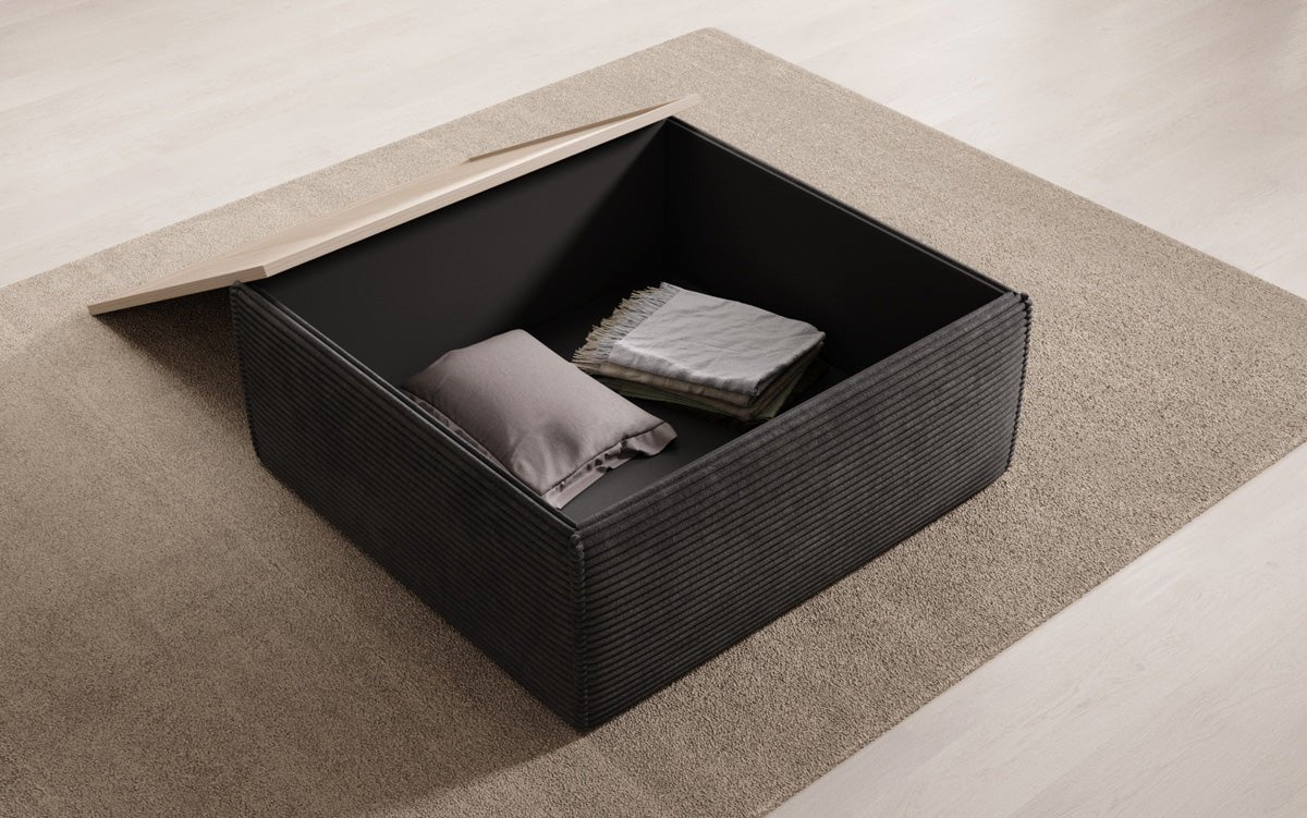 Lesley Samt-Cord Beistellhocker Couchtisch mit Stauraum – Vielseitig, Gemütlich, Modern