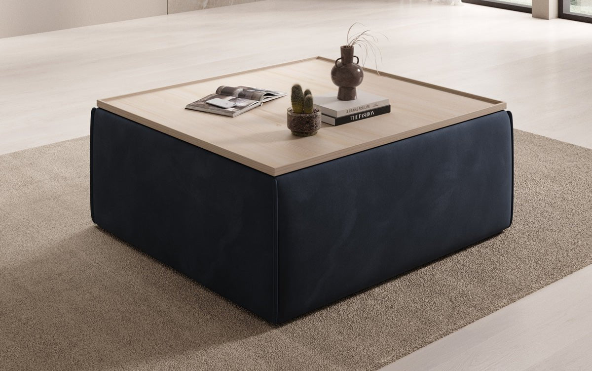 Lesley Samt-Hocker: Eleganter Couchtisch mit Verstecktem Stauraum – Dein Vielseitiger Blickfang