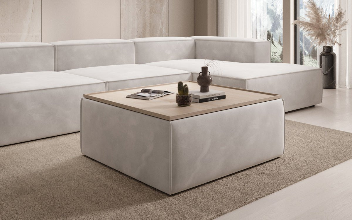 Lesley Samt-Hocker: Eleganter Couchtisch mit Verstecktem Stauraum – Dein Vielseitiger Blickfang