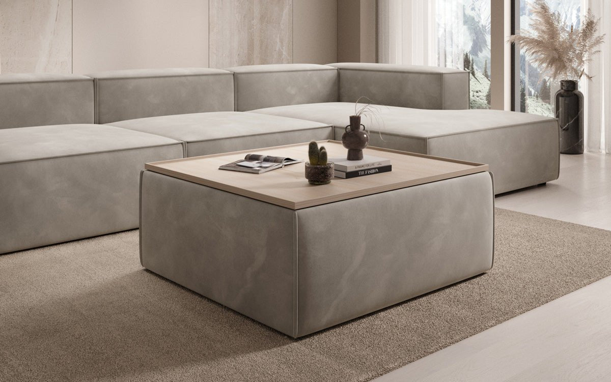 Lesley Samt-Hocker: Eleganter Couchtisch mit Verstecktem Stauraum – Dein Vielseitiger Blickfang