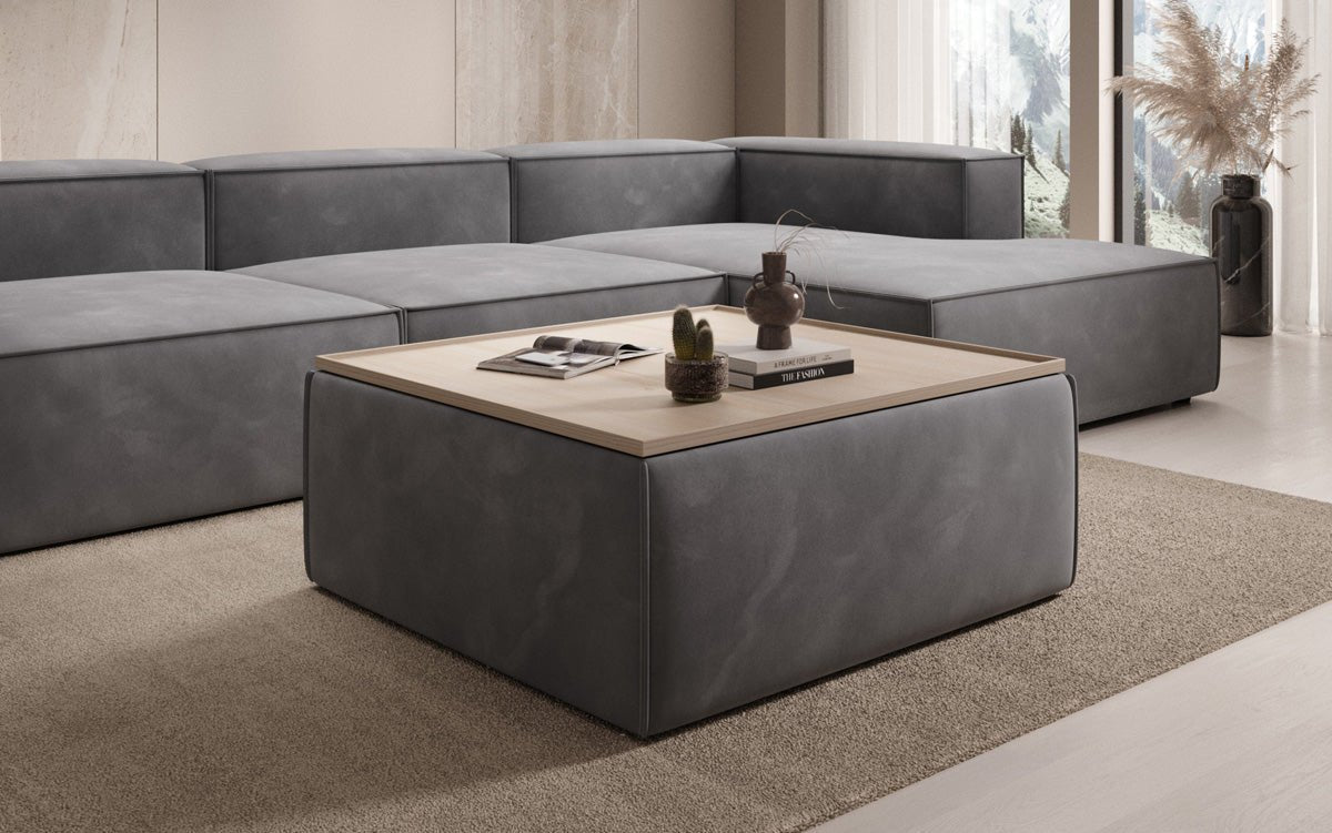 Lesley Samt-Hocker: Eleganter Couchtisch mit Verstecktem Stauraum – Dein Vielseitiger Blickfang