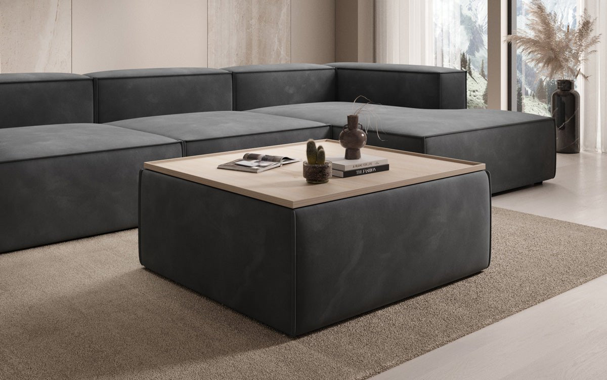 Lesley Samt Hocker Couchtisch mit Stauraum – Multifunktionaler Beistelltisch für Wohnzimmer