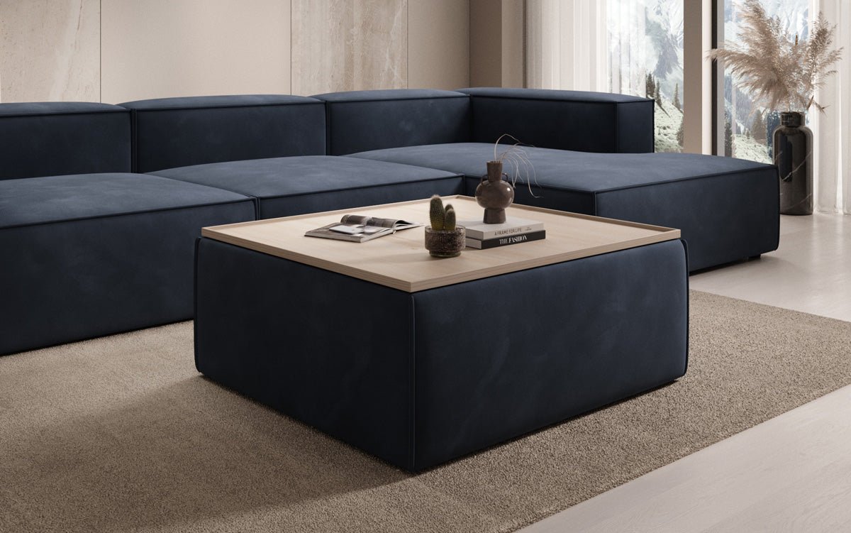 Lesley Samt-Hocker: Eleganter Couchtisch mit Verstecktem Stauraum – Dein Vielseitiger Blickfang