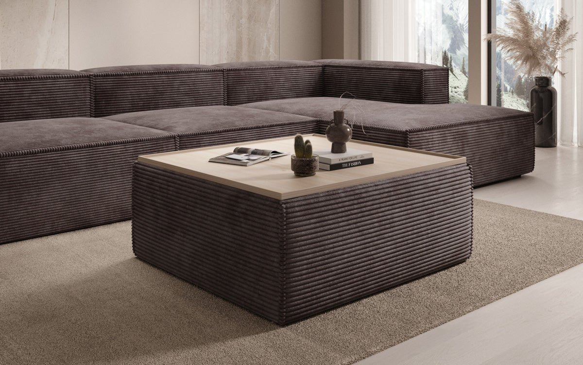 Lesley Multifunktionaler Cord-Beistellhocker mit Verstecktem Stauraum und Tischfunktion