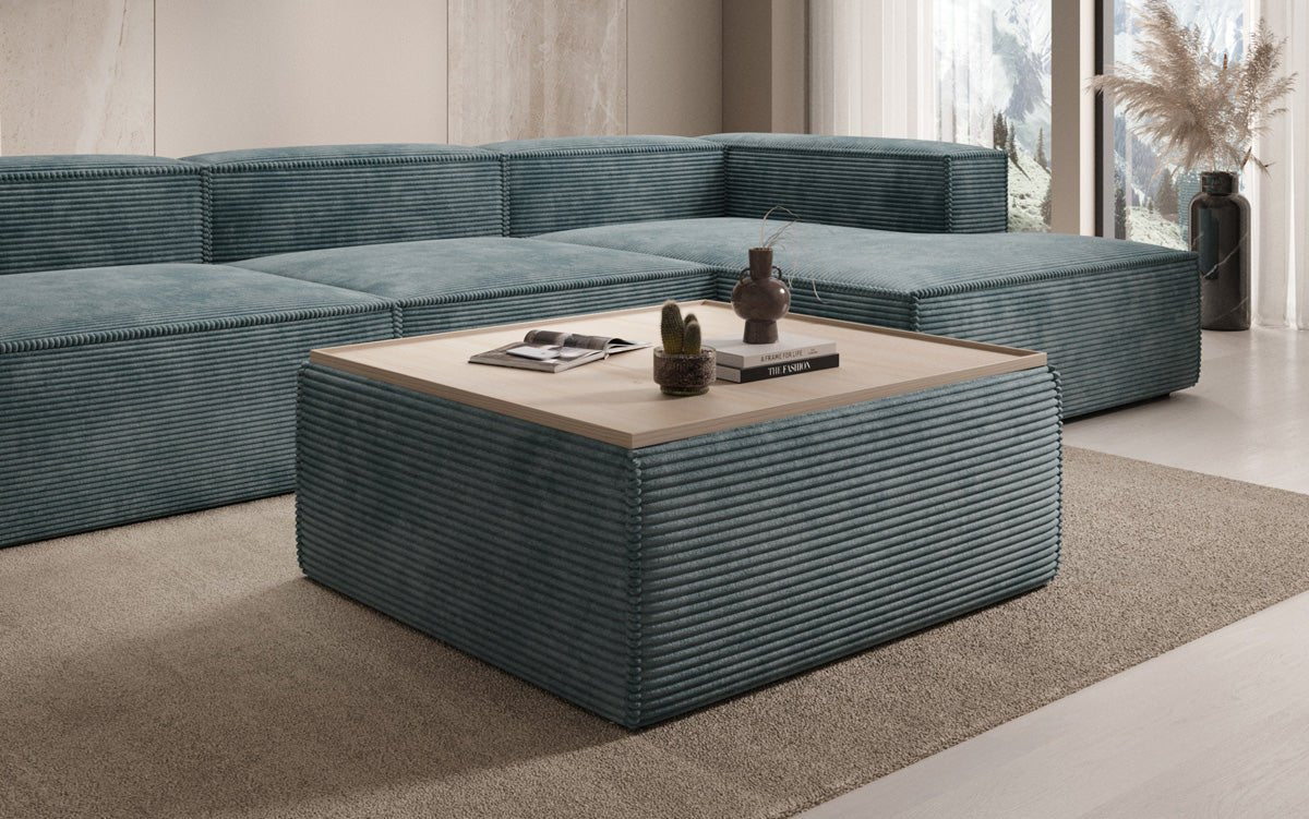 Lesley Multifunktionaler Cord-Beistellhocker mit Verstecktem Stauraum und Tischfunktion