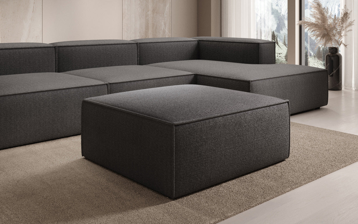 Luxuriöser Lesley Bouclé Beistellhocker: Vielseitiger Pouf für Modernes Wohnen und Entspannung