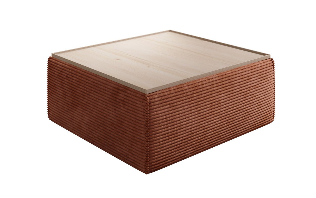 Lesley Samt-Cord Beistellhocker Couchtisch mit Stauraum – Vielseitig, Gemütlich, Modern