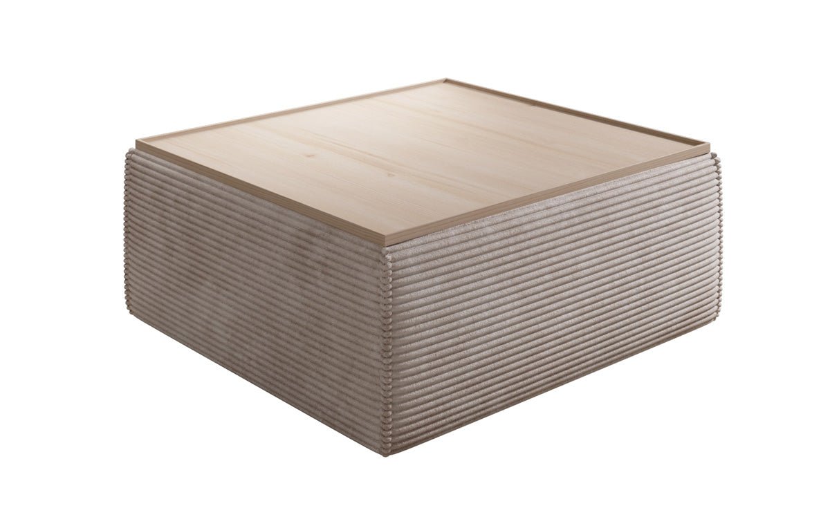 Lesley Samt-Cord Beistellhocker Couchtisch mit Stauraum – Vielseitig, Gemütlich, Modern