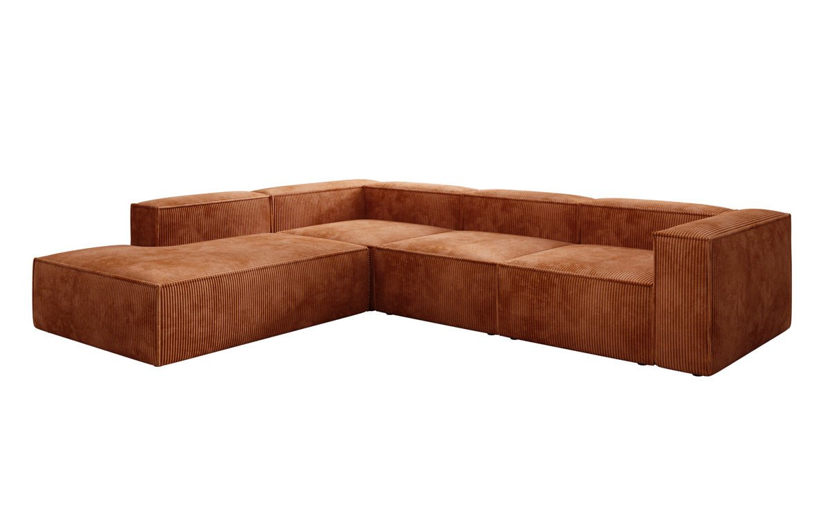 Luxuriöses Cord Ecksofa Lesley L mit langer Ottomane – Vielseitig & Modern