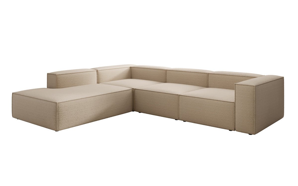 Luxuriöses Designer L-Sofa Lesley mit langer Ottomane – Modern, Komfortabel, Bouclé-Stoff