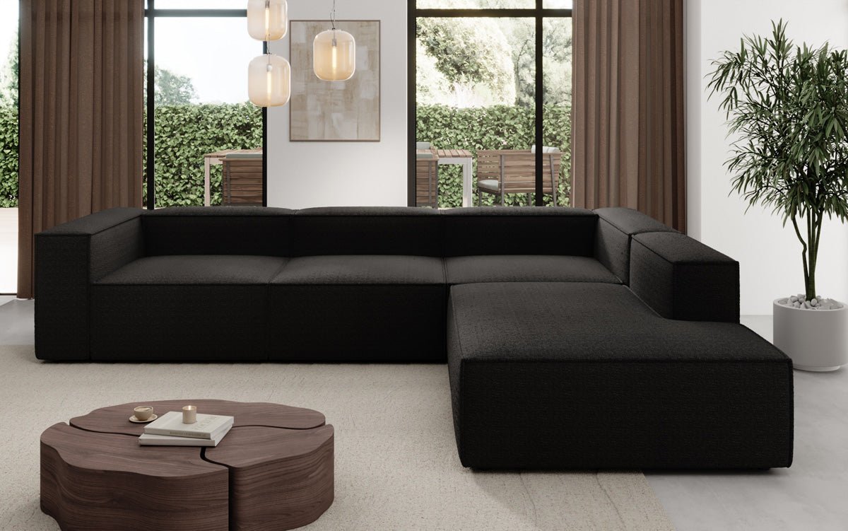 Luxuriöses L-Form Bouclé Designer Sofa Lesley L mit Langer Ottomane