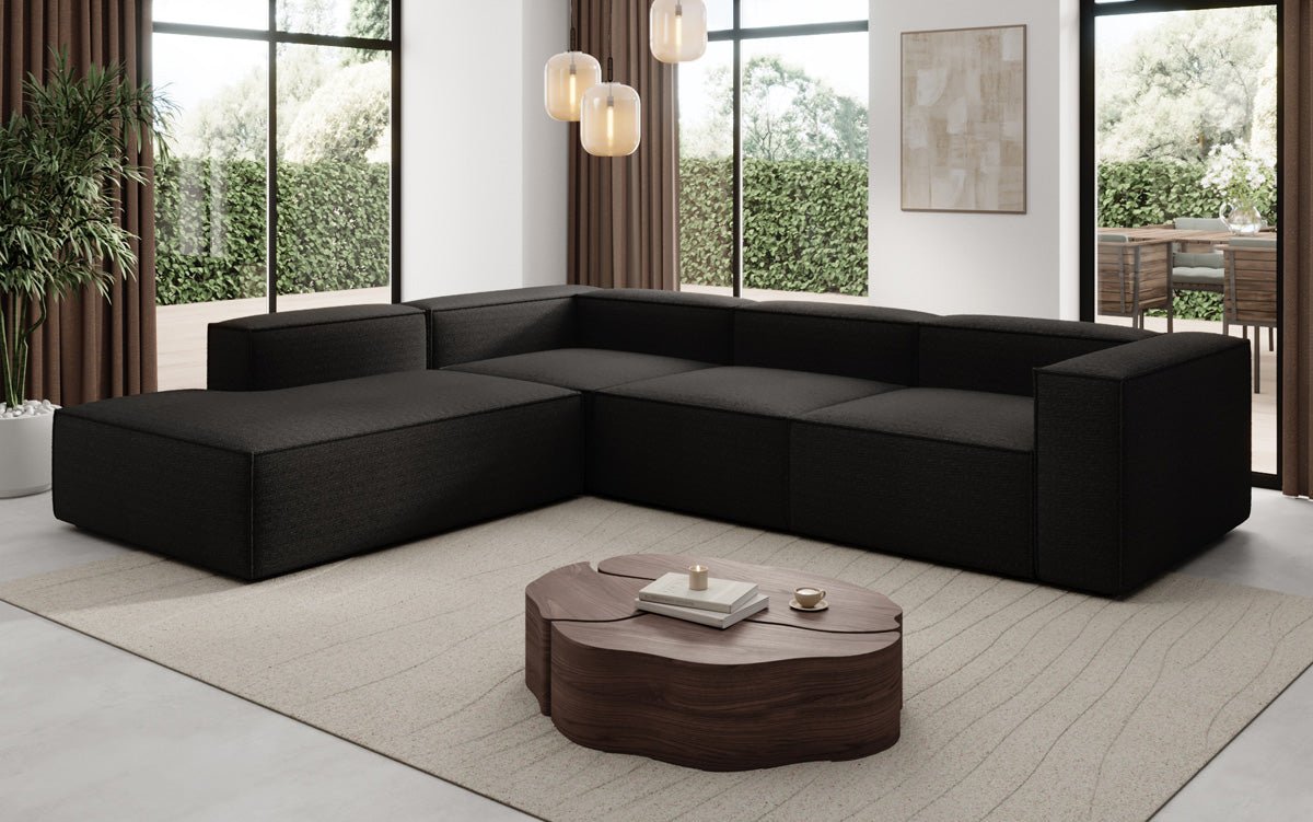 Luxuriöses L-Form Bouclé Designer Sofa Lesley L mit Langer Ottomane