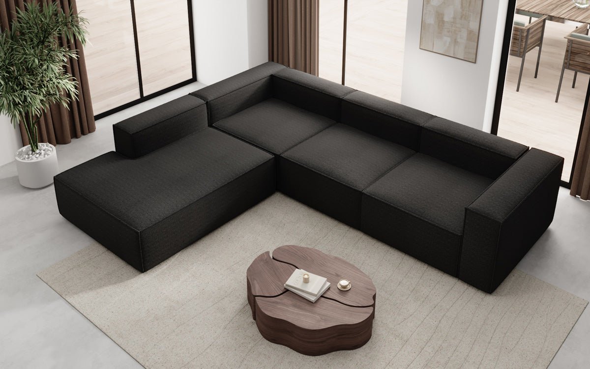 Luxuriöses Designer L-Sofa Lesley mit langer Ottomane – Modern, Komfortabel, Bouclé-Stoff