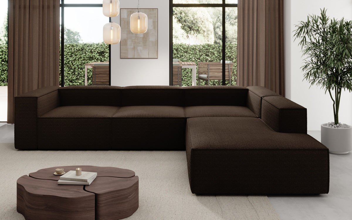 Luxuriöses L-Form Bouclé Designer Sofa Lesley L mit Langer Ottomane