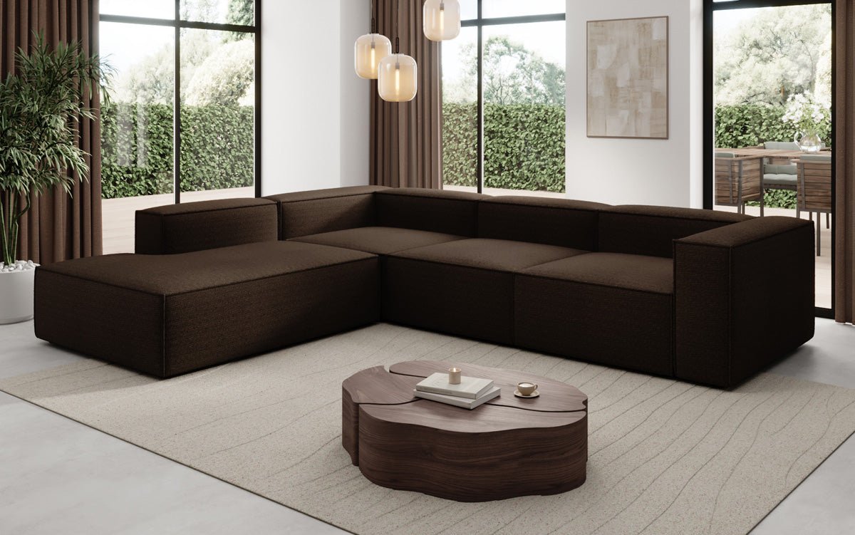 Luxuriöses L-Form Bouclé Designer Sofa Lesley L mit Langer Ottomane