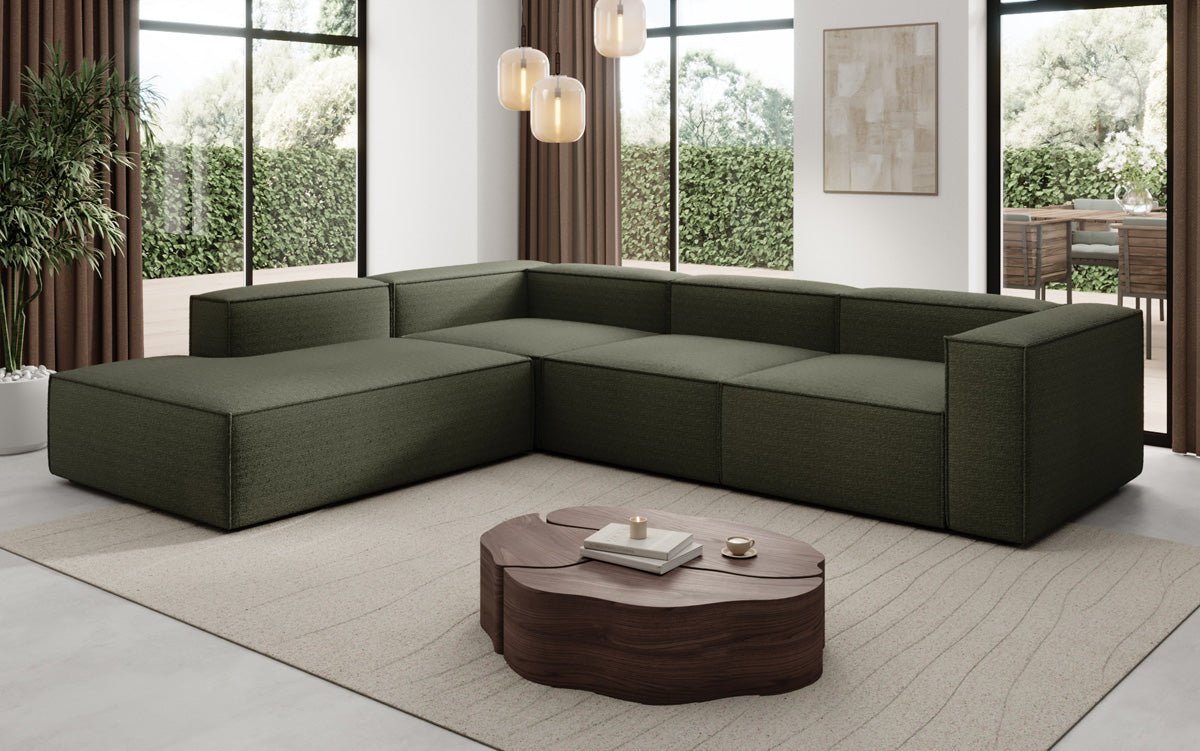 Luxuriöses L-Form Bouclé Designer Sofa Lesley L mit Langer Ottomane