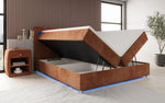 Lade das Bild in den Galerie-Viewer, Luxuriöses Boxspringbett Relax: Komfort, LED-Beleuchtung, Stauraum & USB-Anschluss im Cord-Design