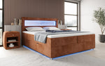 Lade das Bild in den Galerie-Viewer, Luxuriöses Boxspringbett Relax: Komfort, LED-Beleuchtung, Stauraum & USB-Anschluss im Cord-Design