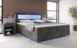Lade das Bild in den Galerie-Viewer, Luxuriöses Boxspringbett Relax: Komfort, LED-Beleuchtung, Stauraum & USB-Anschluss im Cord-Design