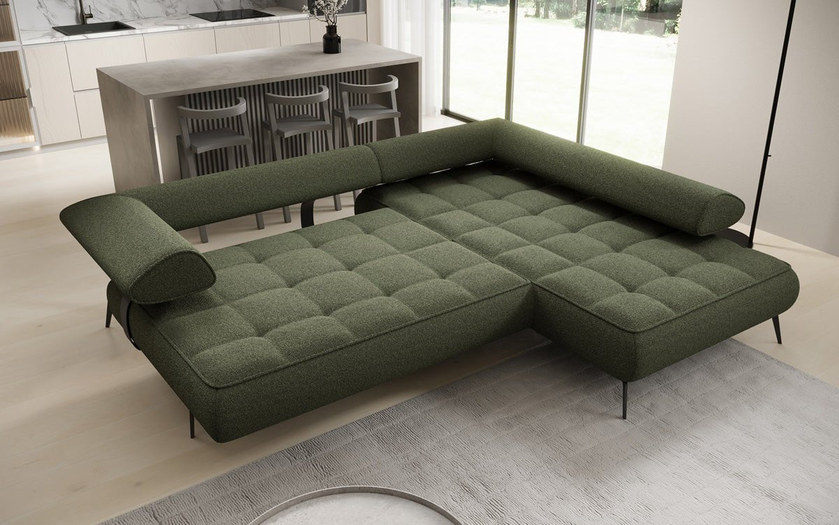 Luxuriöses Designer L-Sofa Sydney Bouclé mit Elektrischer Schlaffunktion & Stauraum