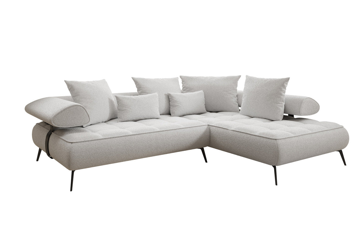 Luxuriöses Designer L-Sofa Sydney Bouclé mit Elektrischer Schlaffunktion & Stauraum