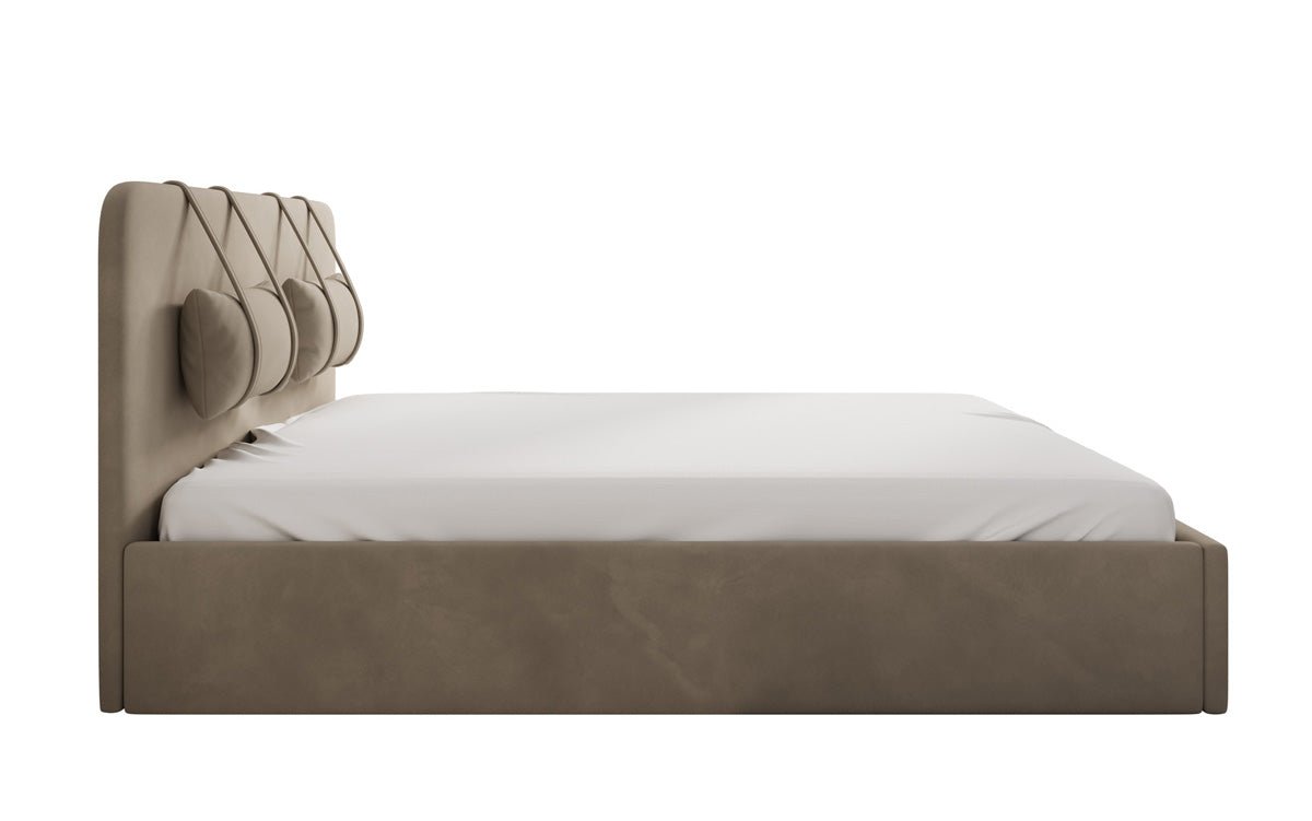 Designer Samt Polsterbett Alma mit Stauraum – Luxus für Ihr Schlafzimmer