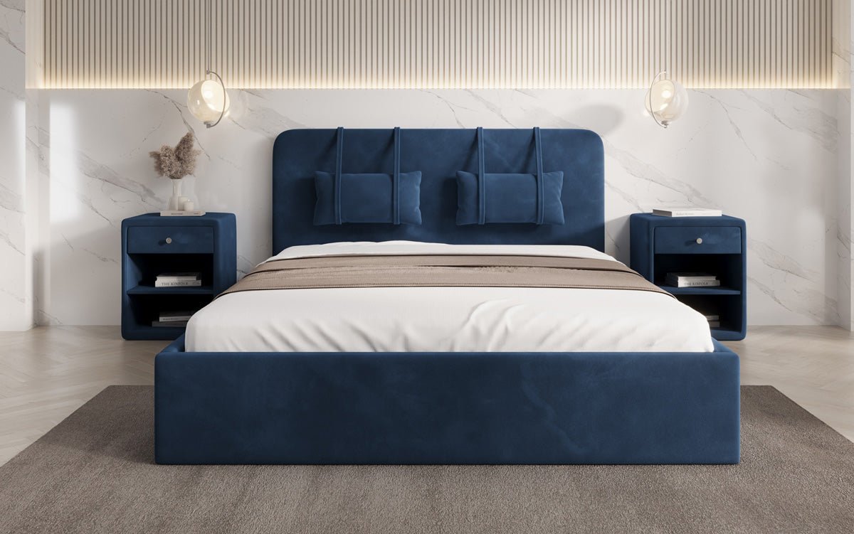 Designer Samt Polsterbett Alma mit Stauraum – Luxus für Ihr Schlafzimmer