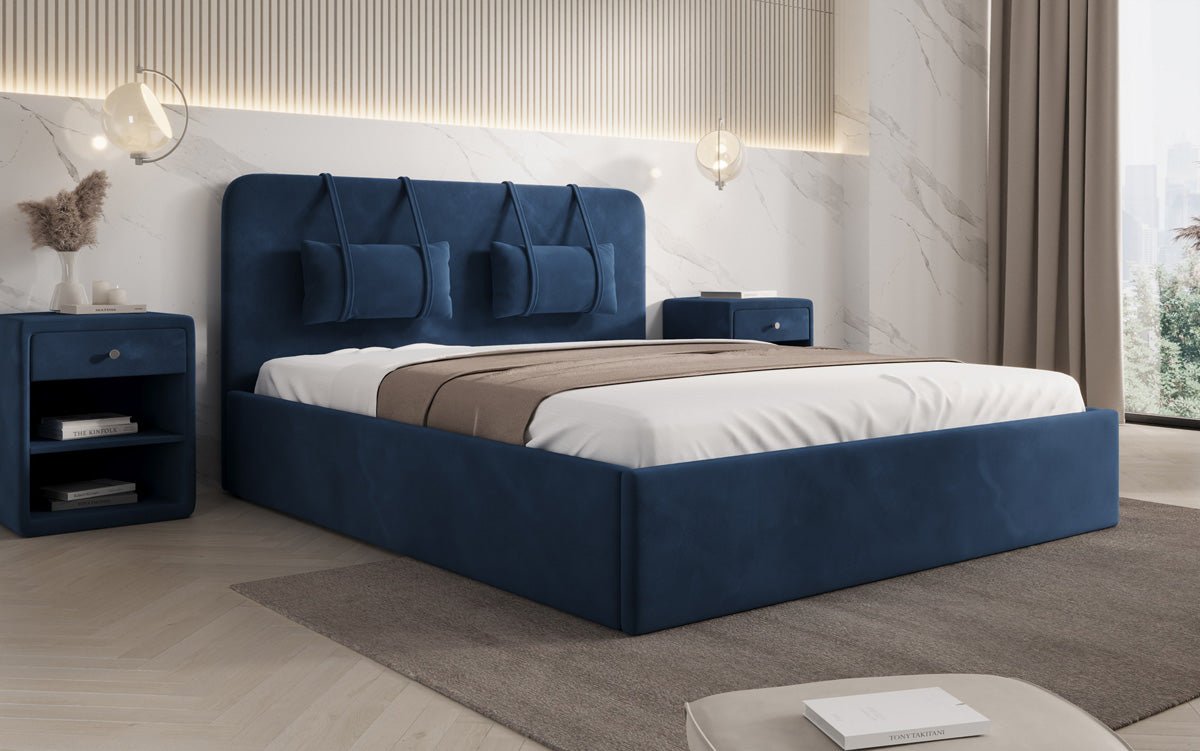 Designer Samt Polsterbett Alma mit Stauraum – Luxus für Ihr Schlafzimmer