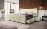 Lade das Bild in den Galerie-Viewer, Luxuriöses Diva Bouclé Boxspringbett mit USB, LED & 2 Schubladen