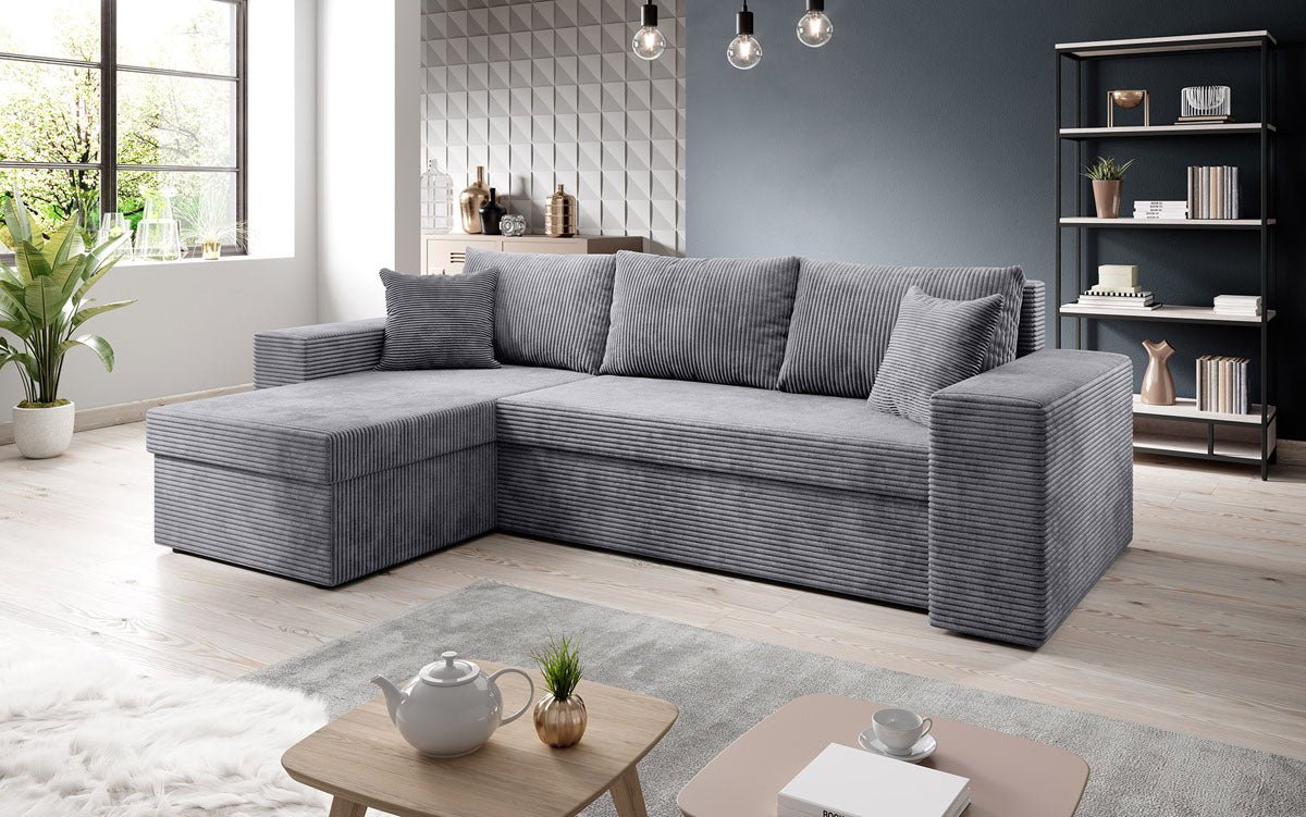 Denver Design Cord Ecksofa mit Schlaffunktion – Verwandlungssofa für Modernen Wohnkomfort