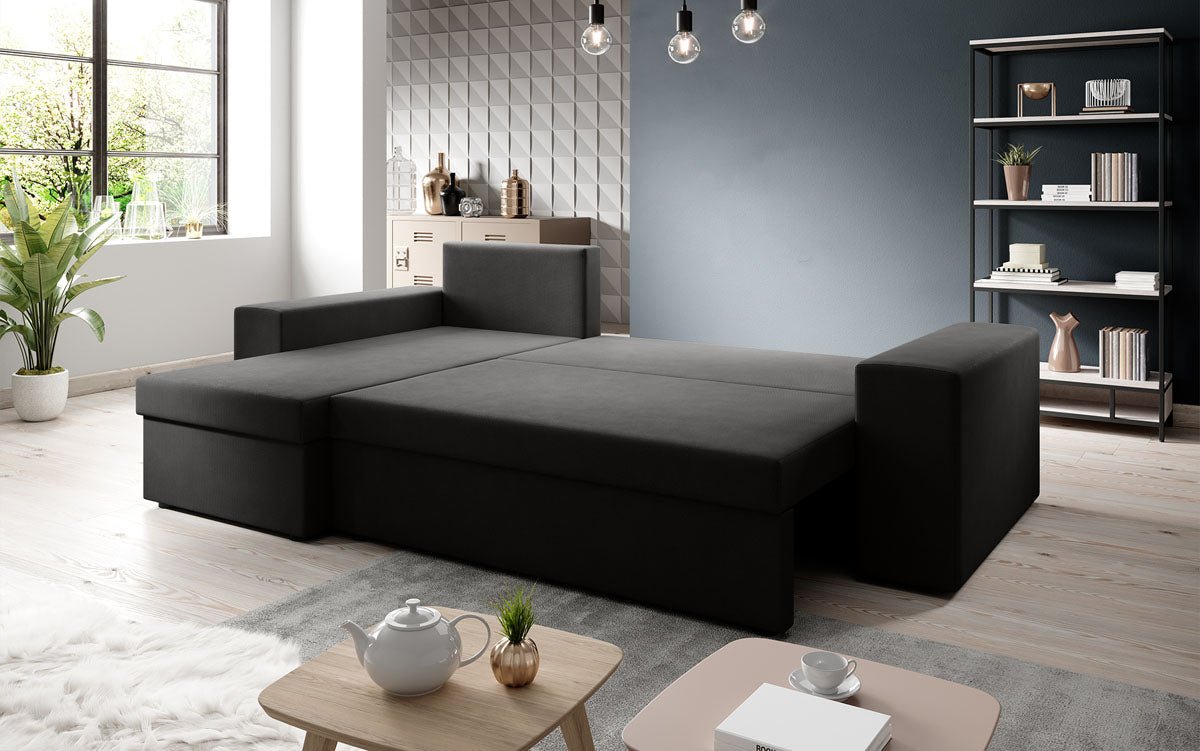 Denver Designer-Ecksofa: Multifunktional, Gemütlich, Stoffbezug mit Schlaf- und Klappfunktion