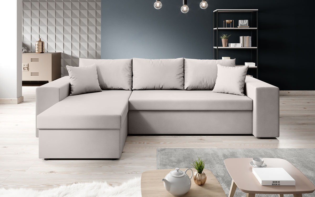 Denver Designer-Ecksofa: Multifunktional, Gemütlich, Stoffbezug mit Schlaf- und Klappfunktion