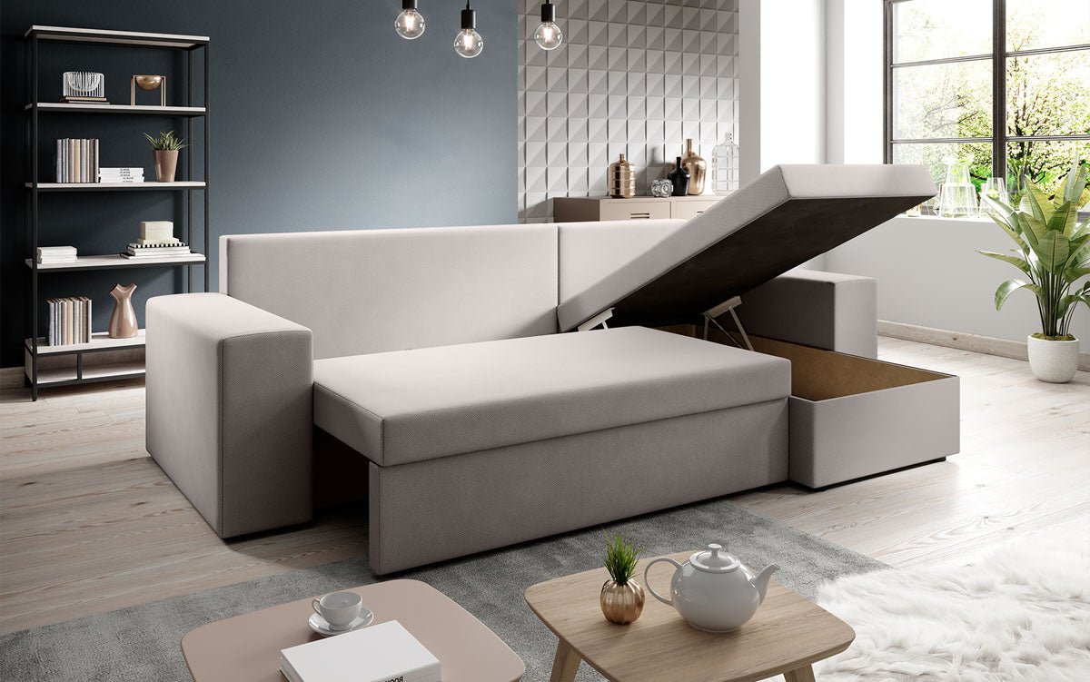 Denver Designer-Ecksofa: Multifunktional, Gemütlich, Stoffbezug mit Schlaf- und Klappfunktion