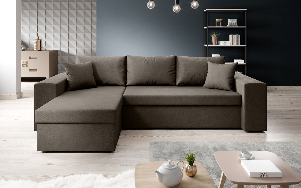 Denver Designer-Ecksofa: Multifunktional, Gemütlich, Stoffbezug mit Schlaf- und Klappfunktion