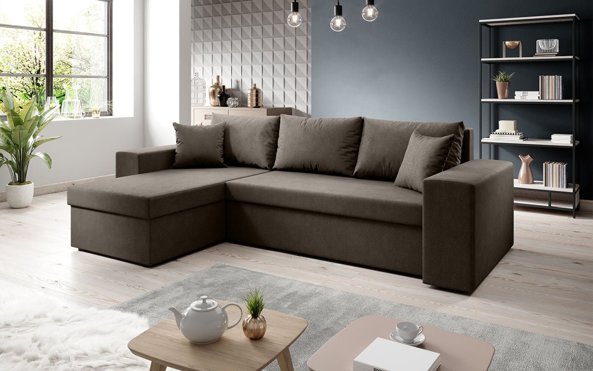 Denver Designer-Ecksofa: Multifunktional, Gemütlich, Stoffbezug mit Schlaf- und Klappfunktion