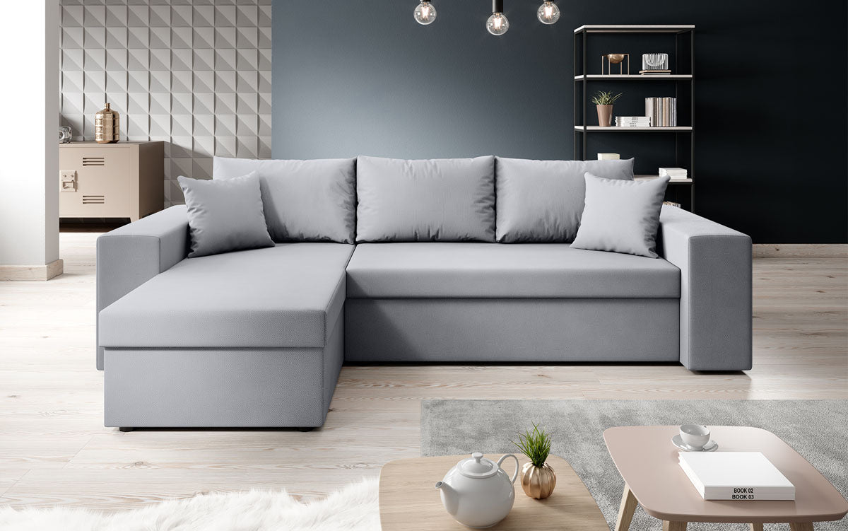 Denver Designer-Ecksofa: Multifunktional, Gemütlich, Stoffbezug mit Schlaf- und Klappfunktion