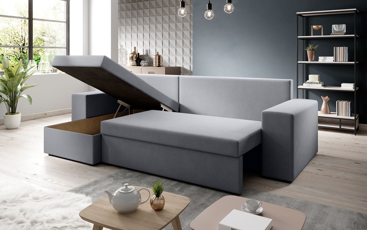 Denver Designer-Ecksofa: Multifunktional, Gemütlich, Stoffbezug mit Schlaf- und Klappfunktion