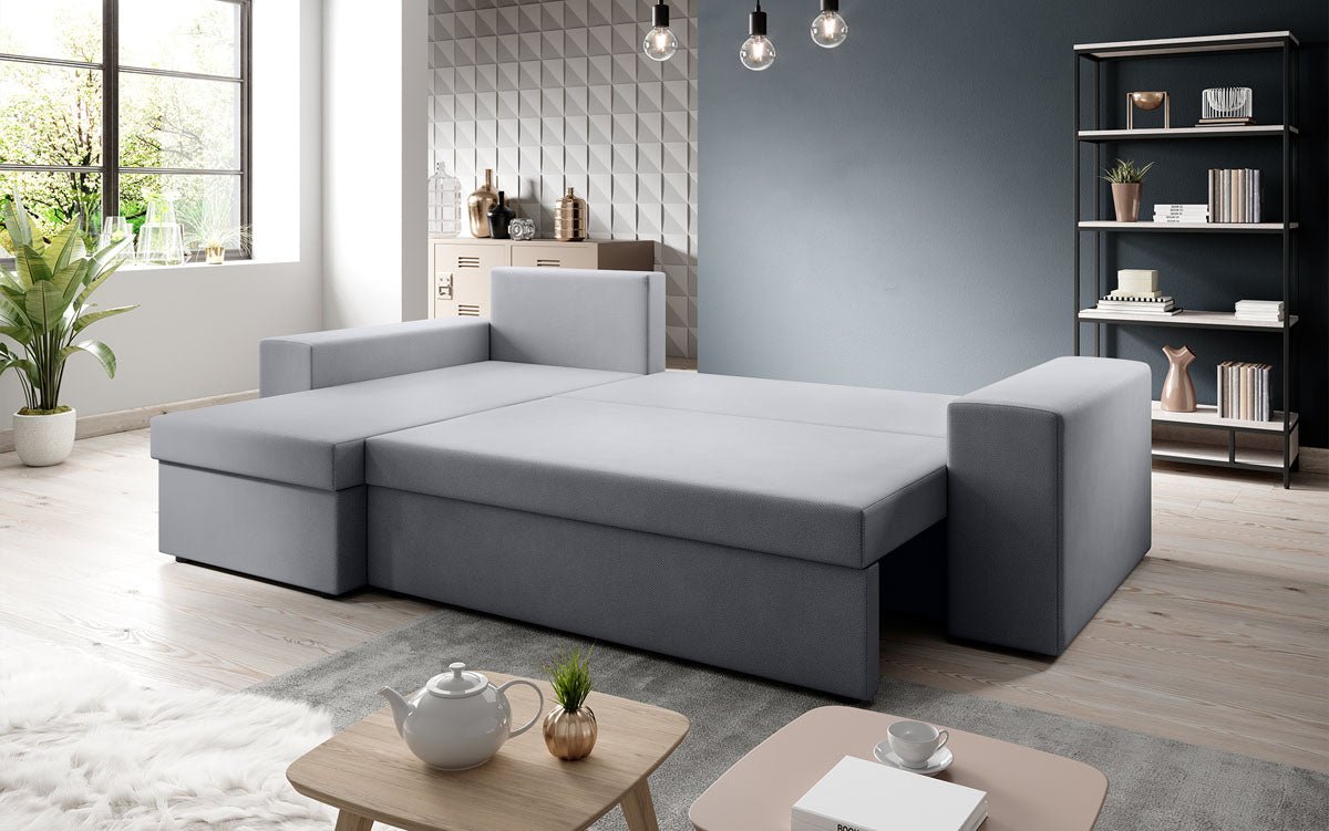 Denver Designer-Ecksofa: Multifunktional, Gemütlich, Stoffbezug mit Schlaf- und Klappfunktion