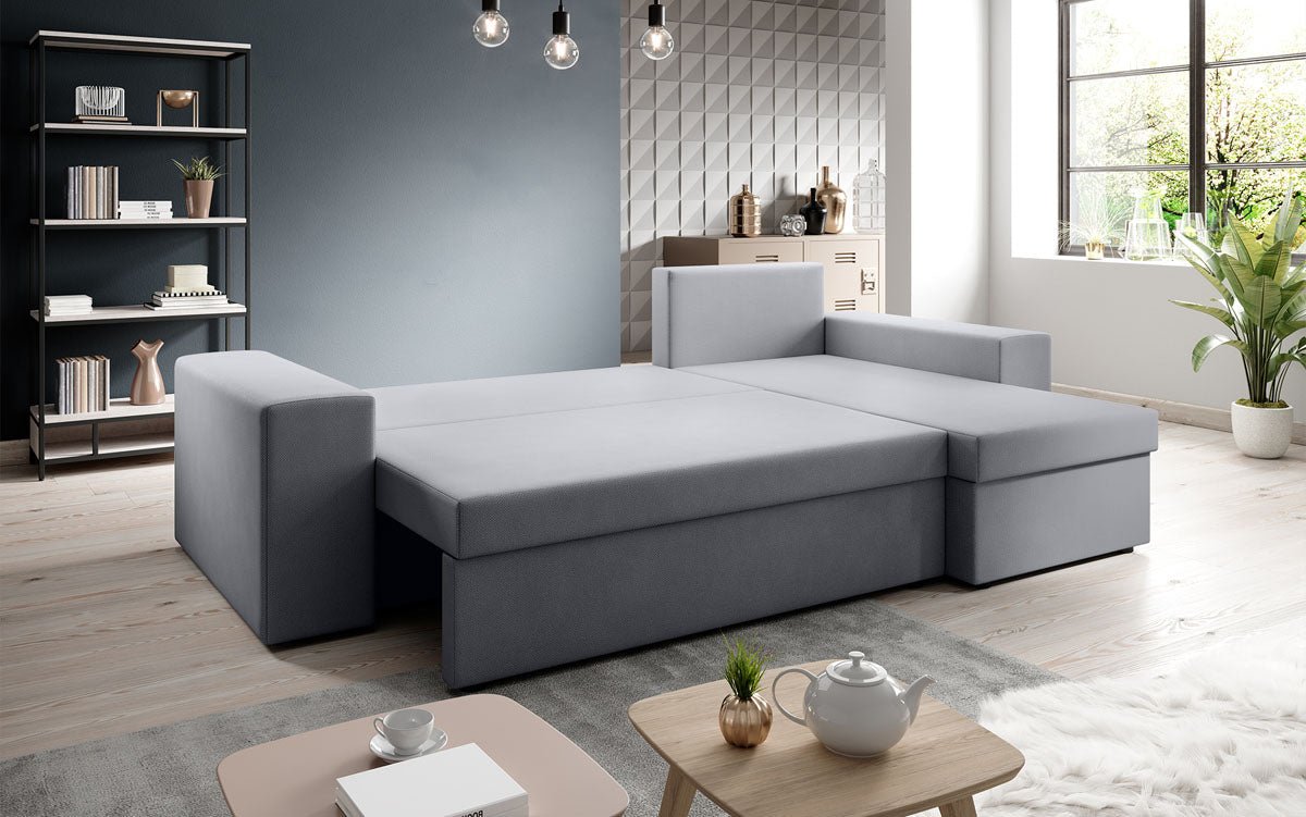 Denver Designer-Ecksofa: Multifunktional, Gemütlich, Stoffbezug mit Schlaf- und Klappfunktion