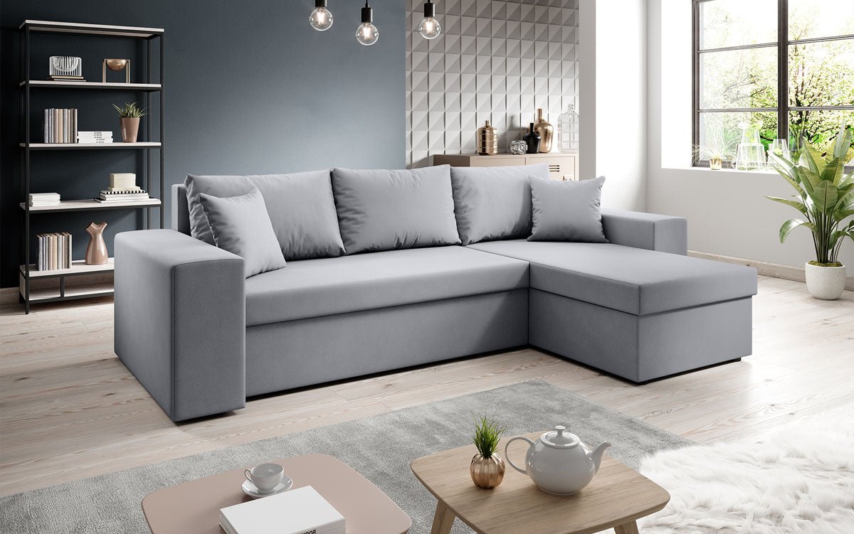 Denver Designer-Ecksofa: Multifunktional, Gemütlich, Stoffbezug mit Schlaf- und Klappfunktion