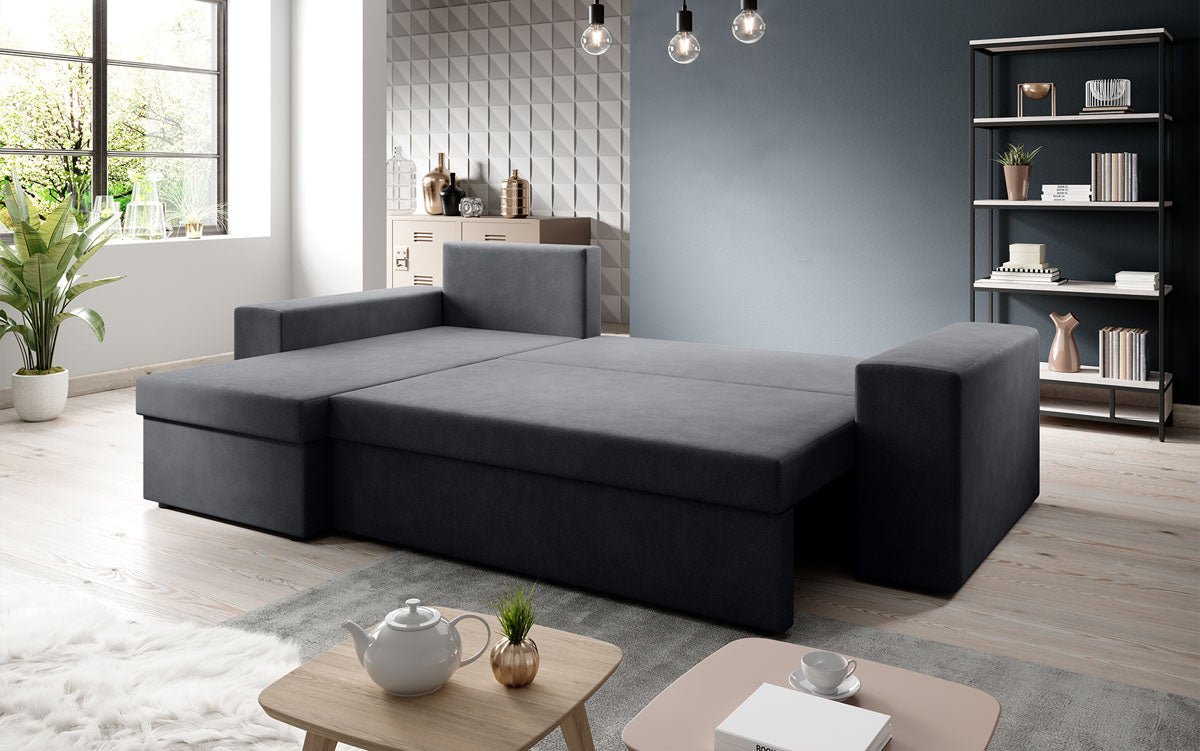 Denver Designer-Ecksofa: Multifunktional, Gemütlich, Stoffbezug mit Schlaf- und Klappfunktion