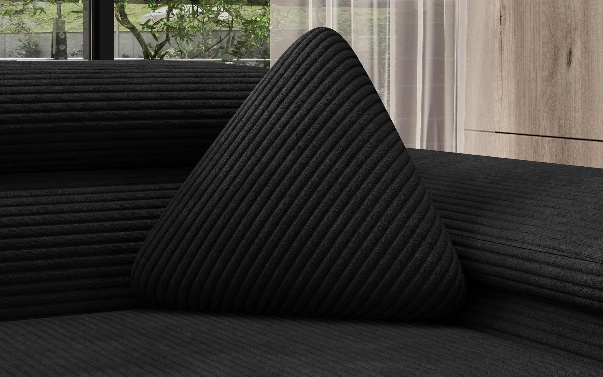 Dreieckiges Cord-Kissen Nook: Stylisches Zierkissen für Sofa, Bett & Wohnakzente