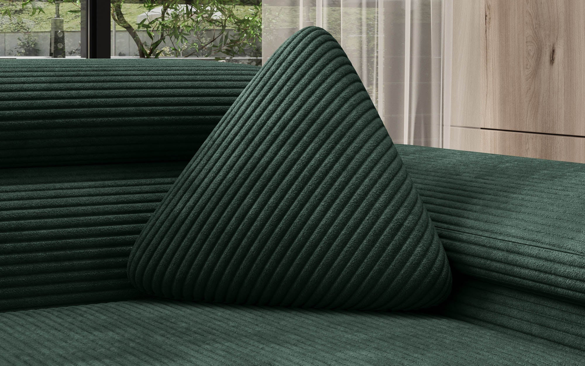 Dreieckiges Cord-Kissen Nook: Stylisches Zierkissen für Sofa, Bett & Wohnakzente